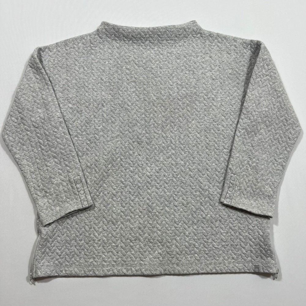 T by Talbots Sweater Pullover Quilted Metallic Funnel Neck Side Zip Gray Size XL